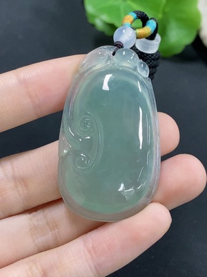 F46601217 翡翠如意挂件 配珠非A  货品总重约16.44g