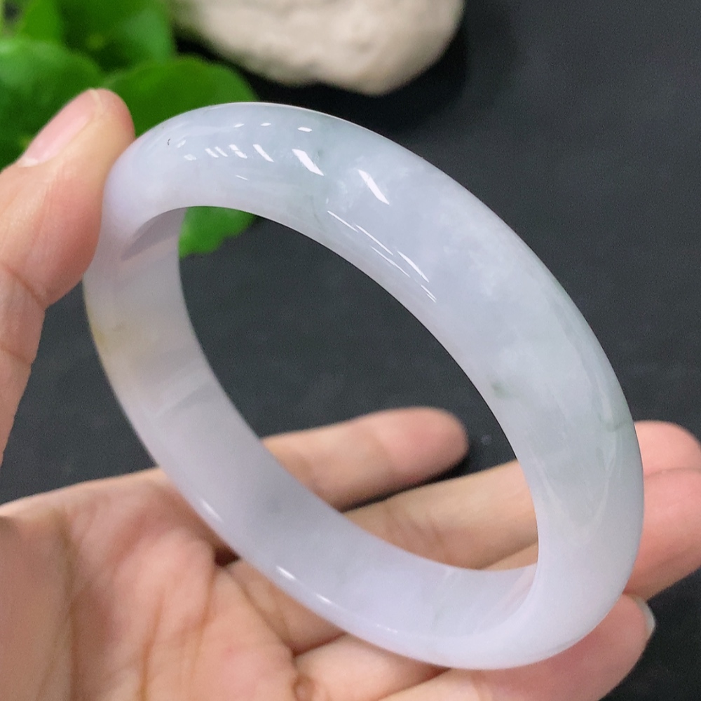 F33886358 Jadeite Round Bangle, Total Weight Approx. 53.5g, Undetermined Color Origin, Size 57