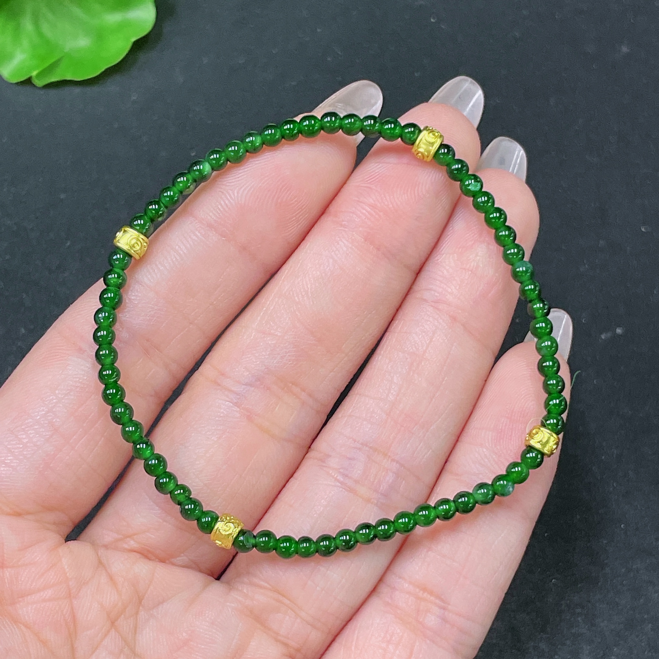 F35105611 Jadeite Bracelet Non-Gold Total Weight Approx. 3.38g Size About 3mm