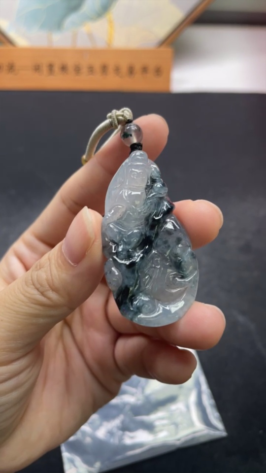 F33849692 Jadeite Pendant of Samantabhadra, Total Weight Approximately 19.65g Including String