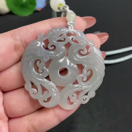 H34005660 Hetian Jade Pendant, Antique-style Piece, Total Weight Approx. [with cord] 27.9g, Beads Not Hetian Jade