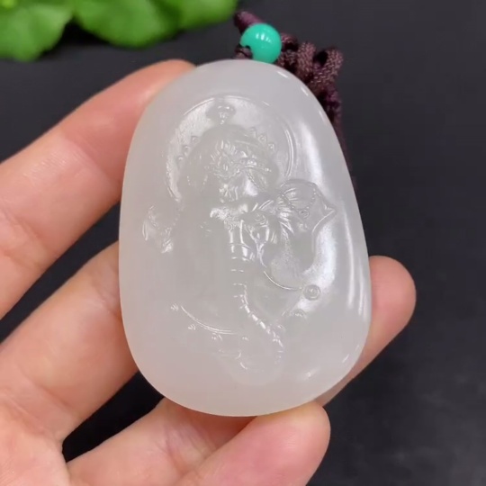 H28280729 Hetian Jade Pendant Ganesha Total Weight (including rope) 40.4g