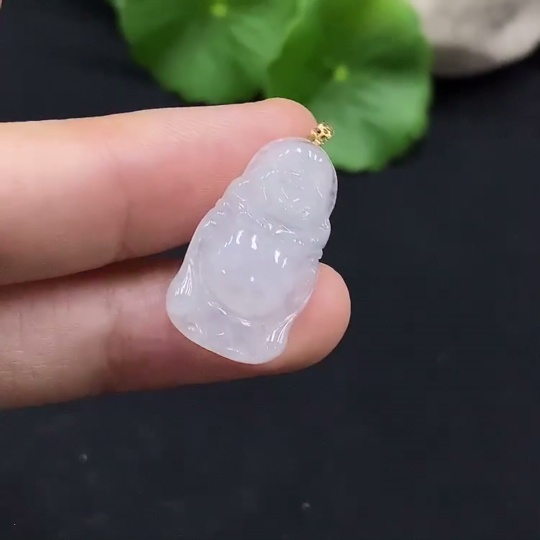 F30441713 Jadeite Standing Buddha Pendant 18K Gold Total Weight Approx. 2g