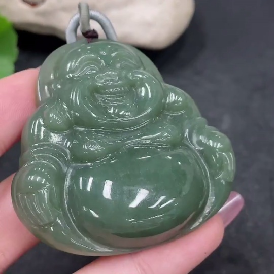 H33884946 Hetian Jade Pendant - Buddha Figurine, Total Weight (Including String): 50.8g