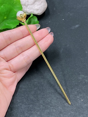 F34958852 Jadeite Inlaid Hairpin Non-Gold Inlaid Total Weight About 8.7g