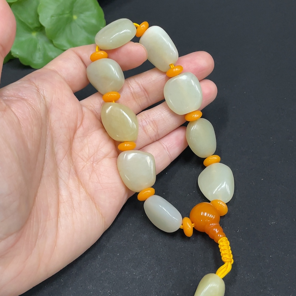 H34072194 Hetian Jade Beads Bracelet, Total Weight Approx. 50.1g, Accessories Not Hetian Jade