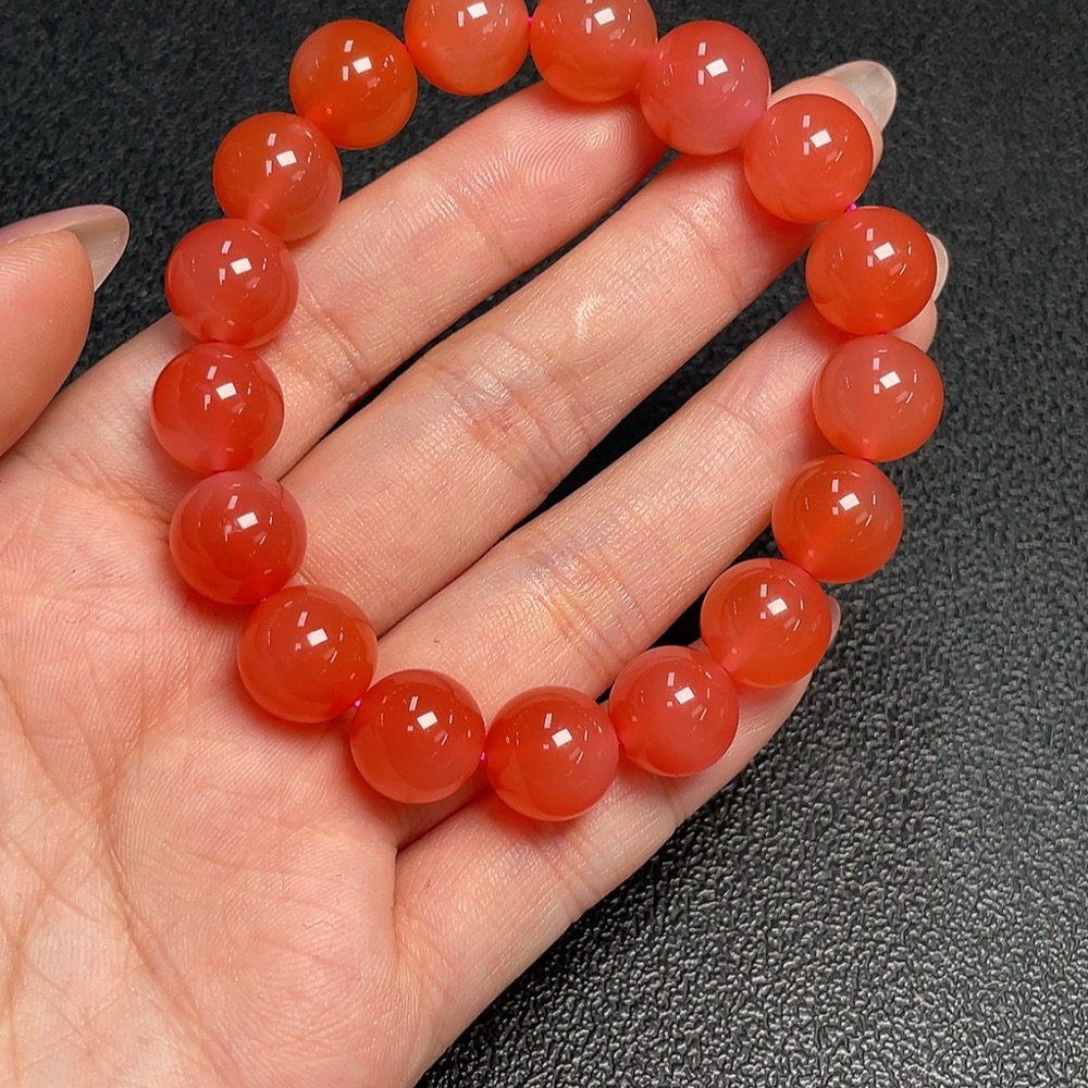 C33921077 South Agate Beaded Bracelet, Total Weight Approx. 36.92g, Size Approx. 11.3mm
