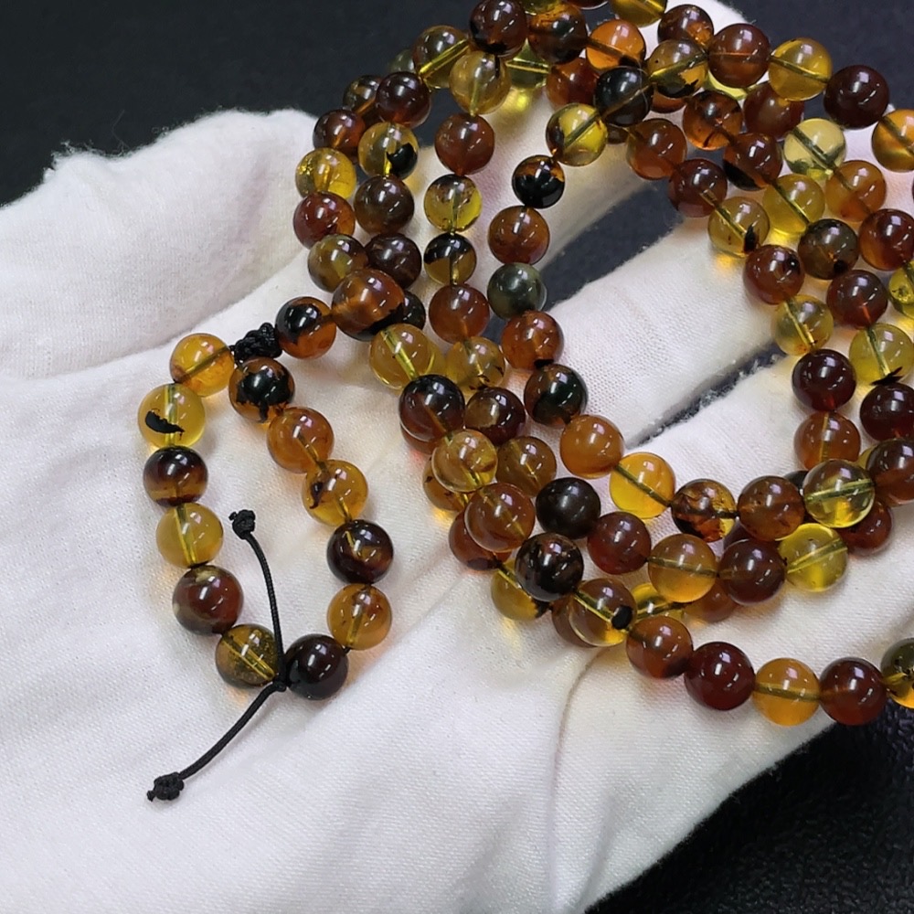 C31655732 Amber Beeswax Beaded Necklace Total Weight Approx. 25.4g Size About 7.3mm