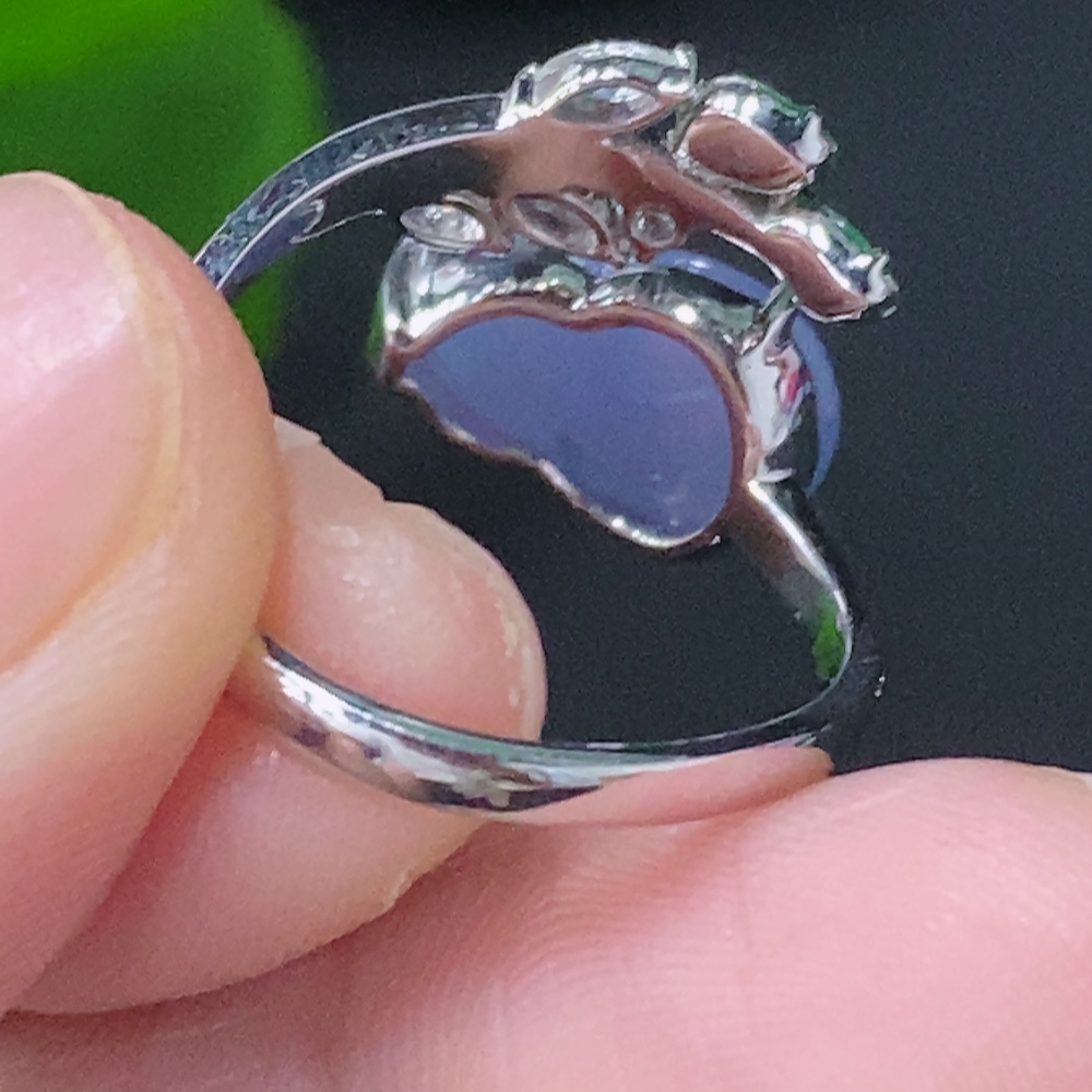 F31692450 Jadeite Inlaid Ring 18k with Diamond Accents Size 13 Total Weight Approx. 3.08g