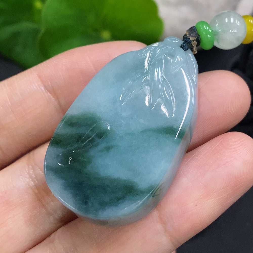 F27136877 Jadeite Bamboo Pendant Total Weight with Rope Approx. 23.2g (Beads Non-A)
