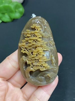 H27061327 Hetian Jade Pendant Landscape Total Weight Approx. 70.2g