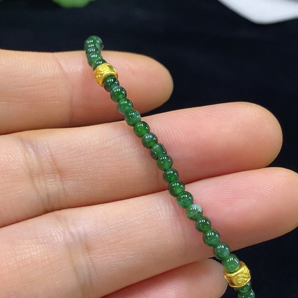 F33911727 Jadeite Bracelet Approx 2.9mm Beads Total Weight Approx 3.55g Non-Gold