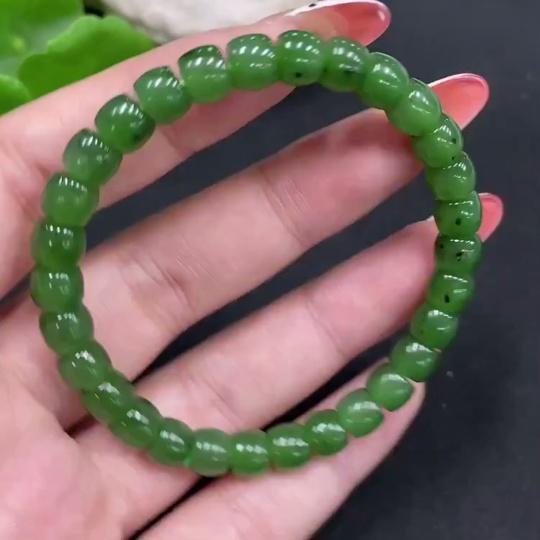 H34027594 Hetian Jade Jasper Bracelet, Approx. 6.5mm, Total Weight About 16.1g