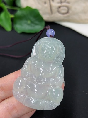 F46544779 翡翠观音挂件 货品总重约18.6克（含绳重）