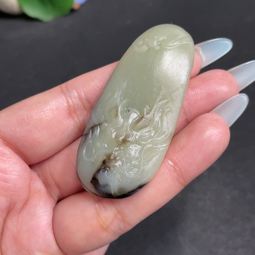 H31574017 Hetian Jade Pendant Dragon Plaque Total Weight Approx. 29.3g