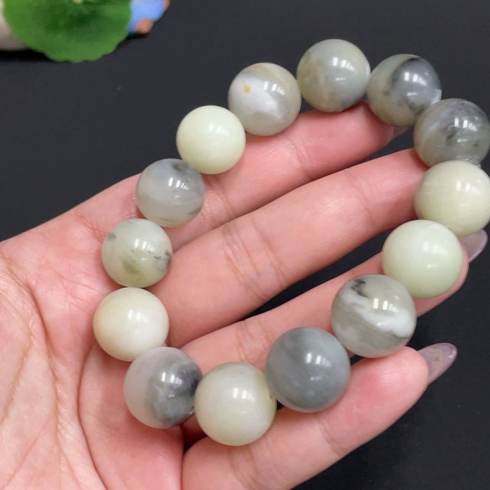 H33881729 Hetian Jade Bracelet, Approx. 14.9mm, Containing Other Mineral Components, Total Weight Approx. 77.1g