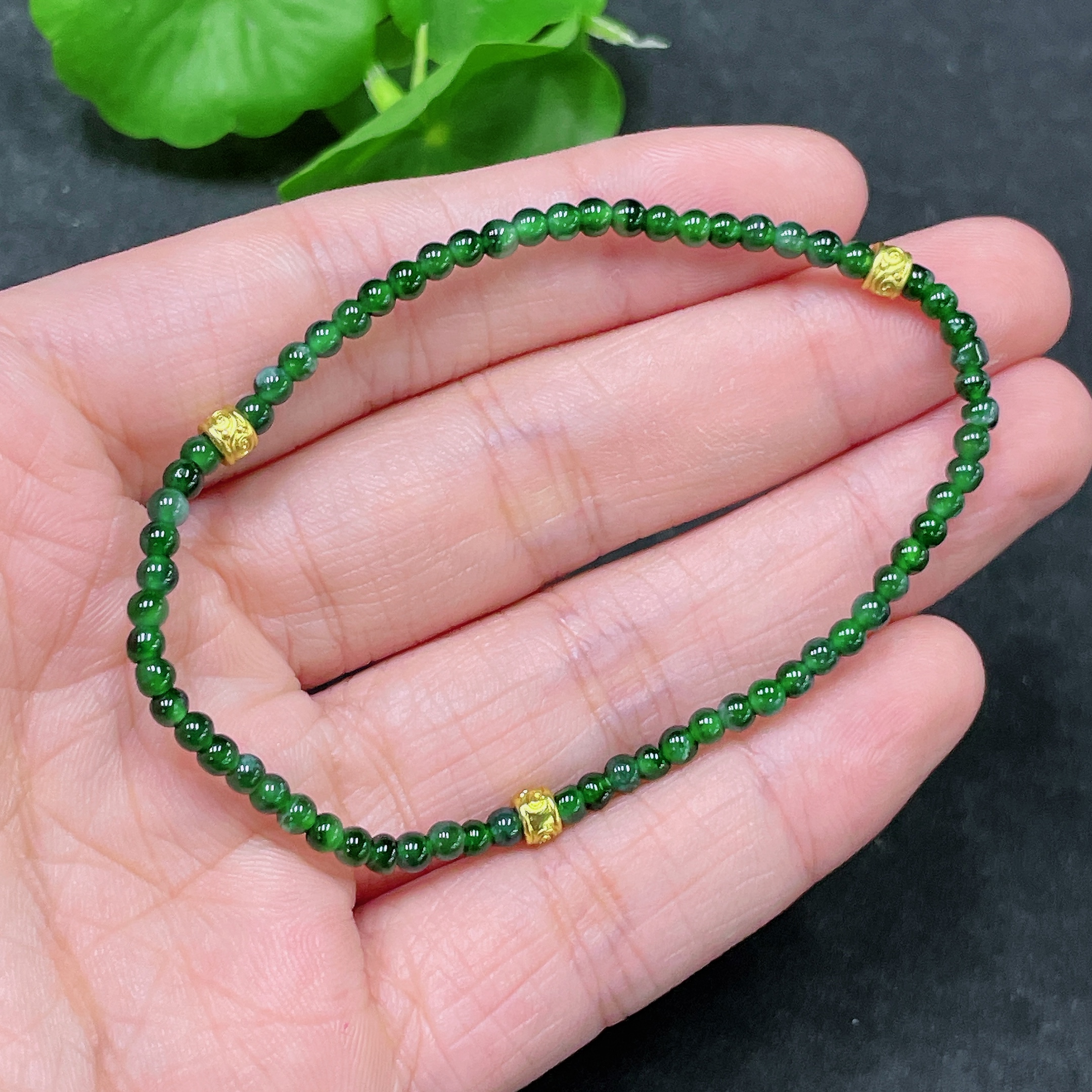 F33839513 Jadeite Bracelet Non-Gold Total Weight Approx. 3.09g Size Approx. 3mm