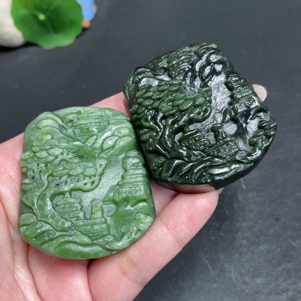 H30524679 Hetian Jade Pendant Landscape Total Weight Approx. 107.7g