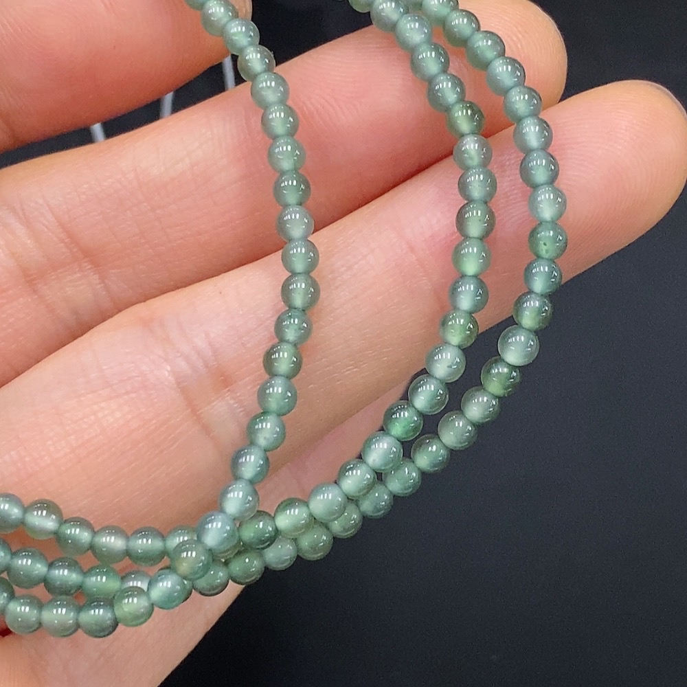 F24762634 Jadeite Beaded Necklace Approx. 3mm Total Weight About 7.55g