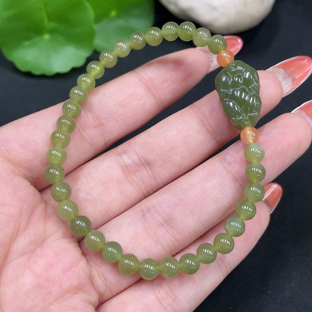 H35085412 Hetian Jade Bracelet, approx. 4.8mm, total weight approx. 9.1g, accessories not Hetian Jade