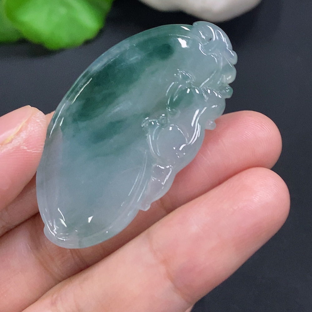 F30451047 Jadeite Fu Gua Pendant, Total Weight Approx. 14g