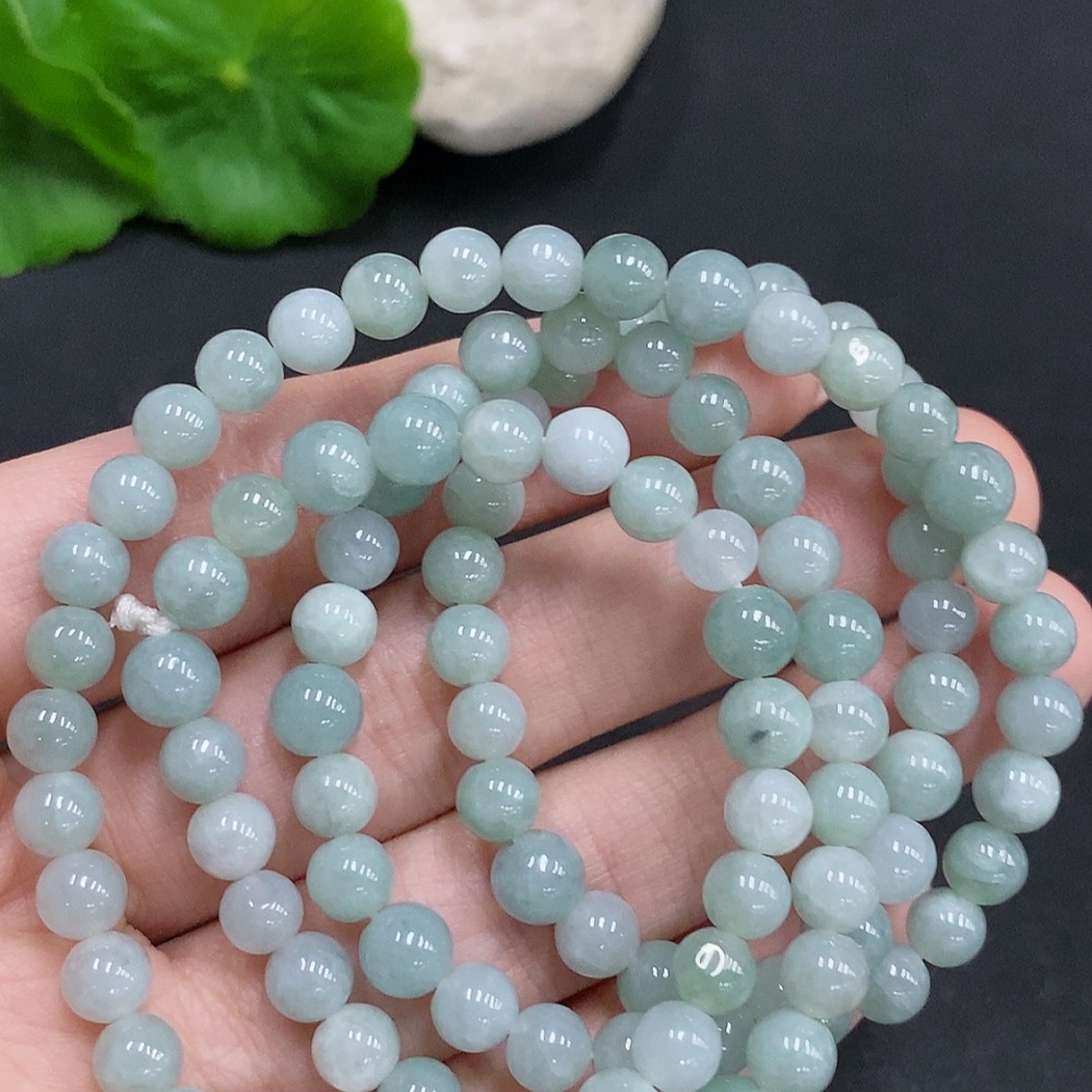 F34969260 Jadeite Bead Necklace Total Weight Approx. 37.3g Size About 5.7mm