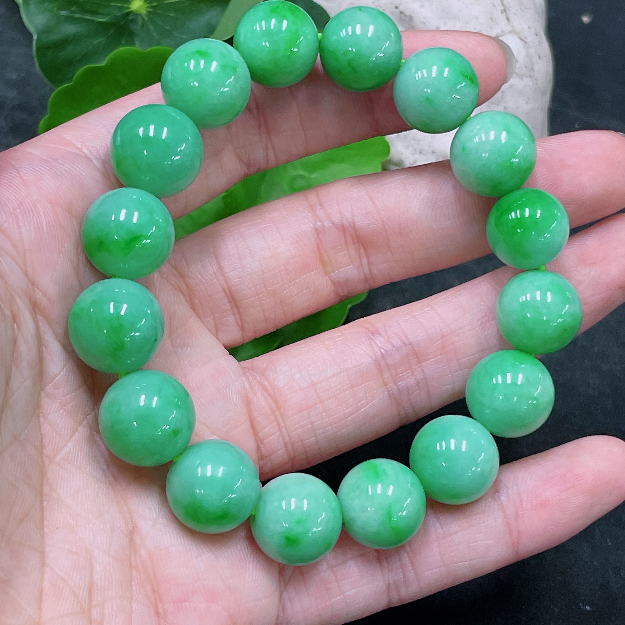 F32810418 Jadeite Bracelet Size 12.6mm Approx. Total Weight 55.12g Approx.