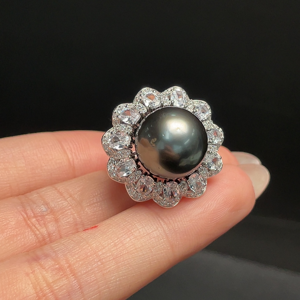 C34041082 Seawater Pearl Ring Adjustable Non-Gold Total Weight Approx. 8.52g Size About 13.2mm