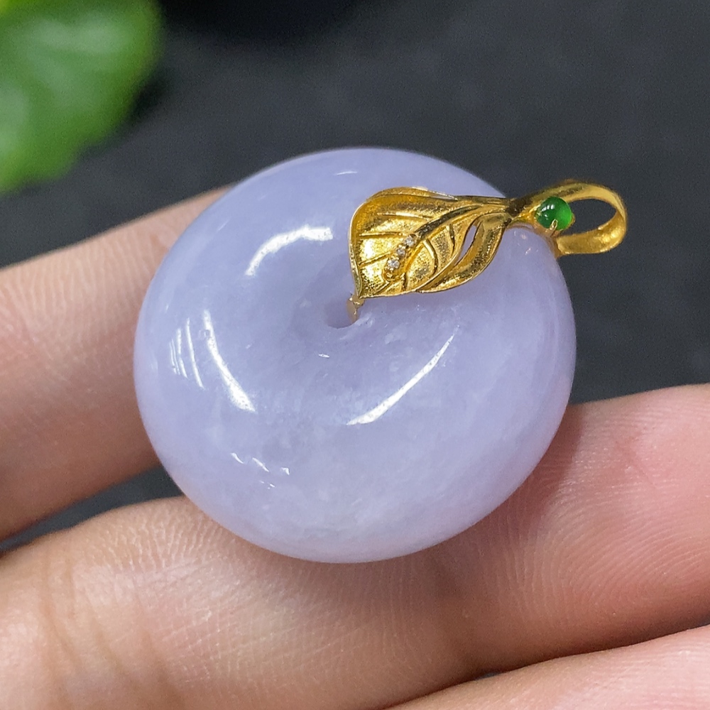 F33942411 Jadeite Pendant Peace Buckle 18k Total Weight Approx. 14.17g