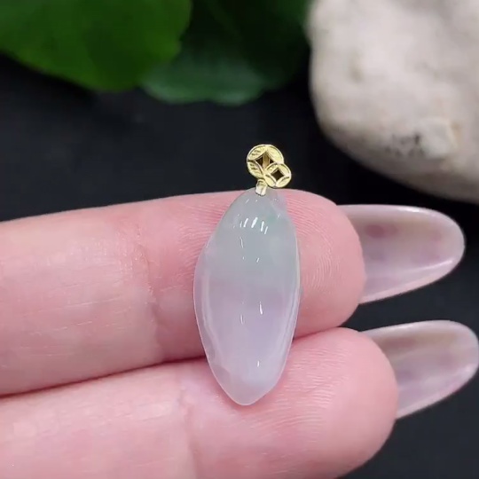 F35082139 Jadeite Melon Pendant 18K Gold Total Weight Approx. 1.3g