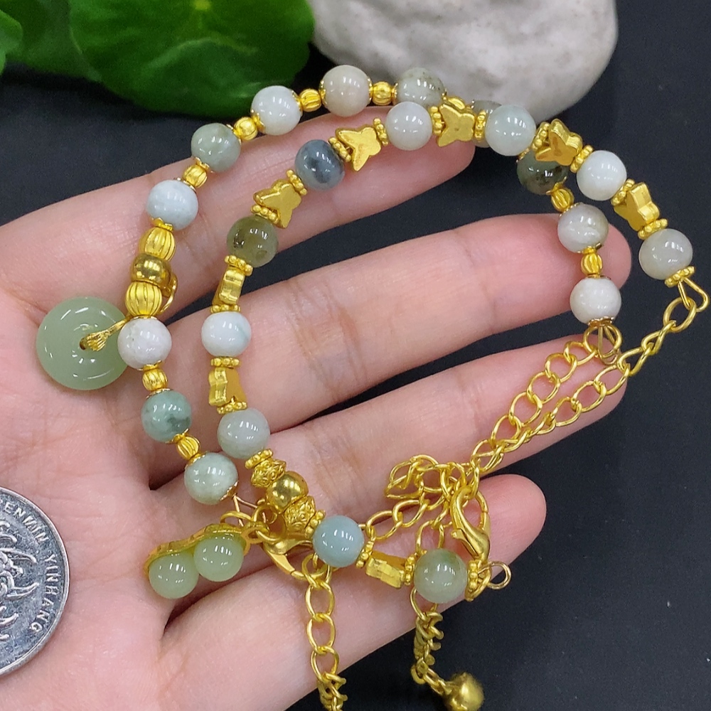 F34001796 Jadeite Beads Strand Sell as a Lot Non-Gold Setting (Contains Other Mineral Components) (Matching Beads Non-Grade A)
