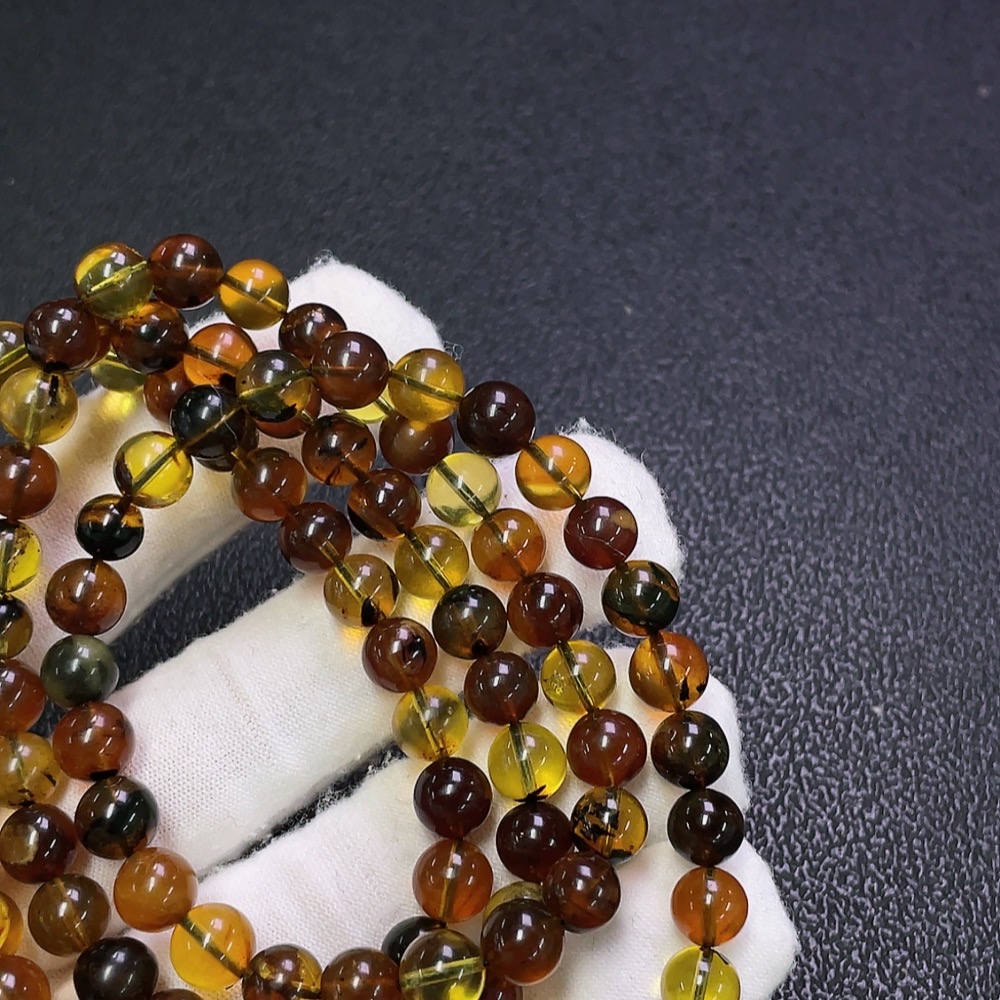 C31655732 Amber Beeswax Beaded Necklace Total Weight Approx. 25.4g Size About 7.3mm