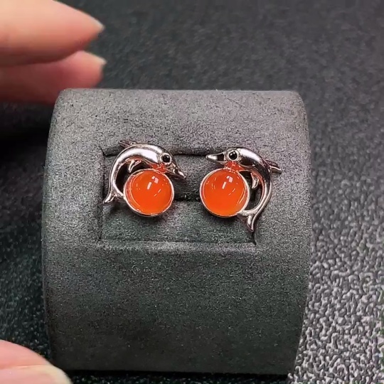 C34039467 South Red Agate Earrings Non-Gold Total Weight Approx. 2.45g Size About 6.2mm