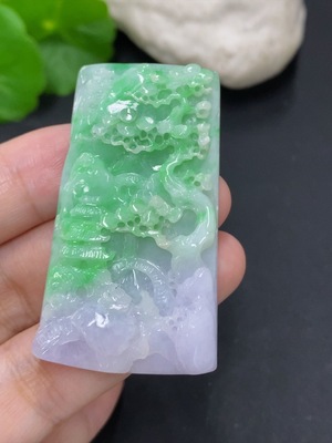 F42955390 翡翠山水挂件 货品总重约24.08g
