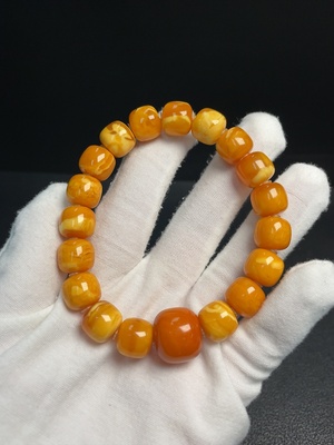 C33921817 Amber Honey Wax Bracelet Partial Repair Total Weight Approx. 22.03g Size 11.8-16.6mm