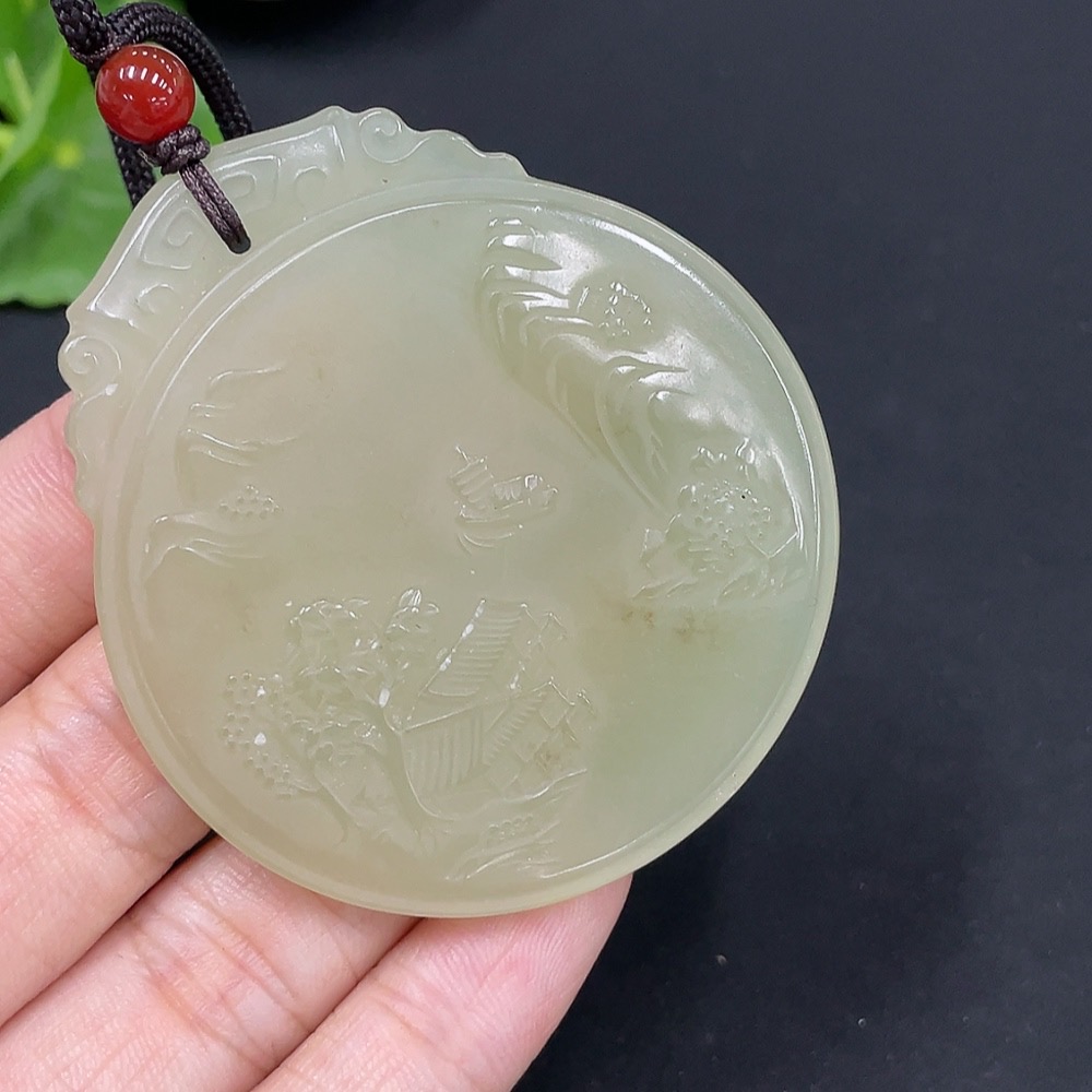 H28245576 Hetian Jade Pendant - Landscape Plaque