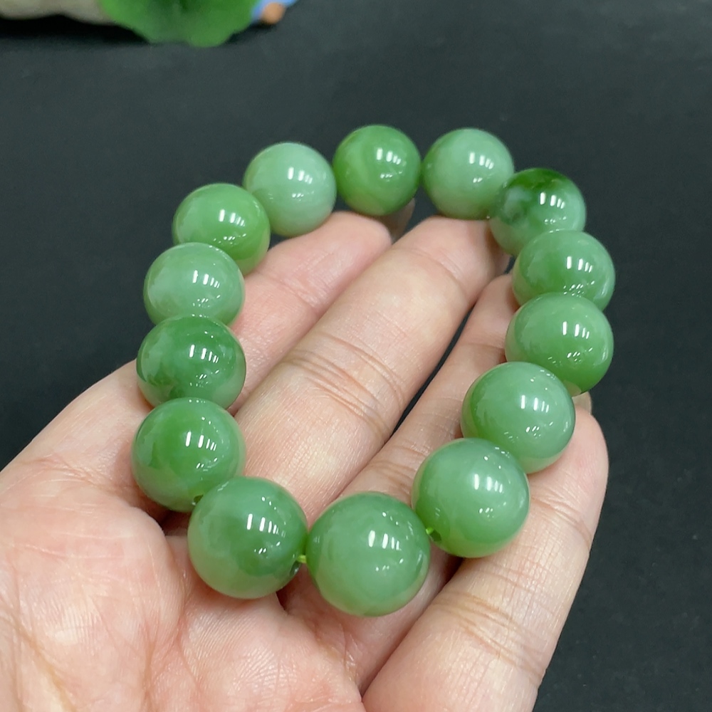 H32699697 Hetian Jade Bracelet, Approx. 14.1mm, Total Weight Approx. 62.7g