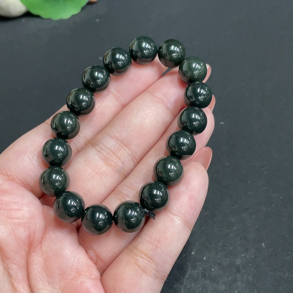 H34010468 Hetian Jade Bracelet, Approx. 10mm Beads, Total Weight About 27.3g