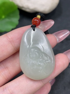 H33897631 Hetian Jade Pendant Buddha Total Weight (including rope) 12.5g