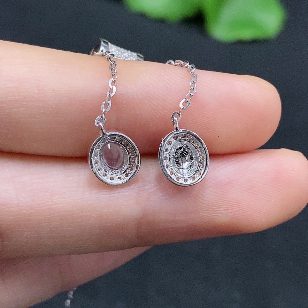 F31652882 Jadeite Cabochon Inlaid Necklace Non-Gold Inlaid Total Weight Approx. 3.53g