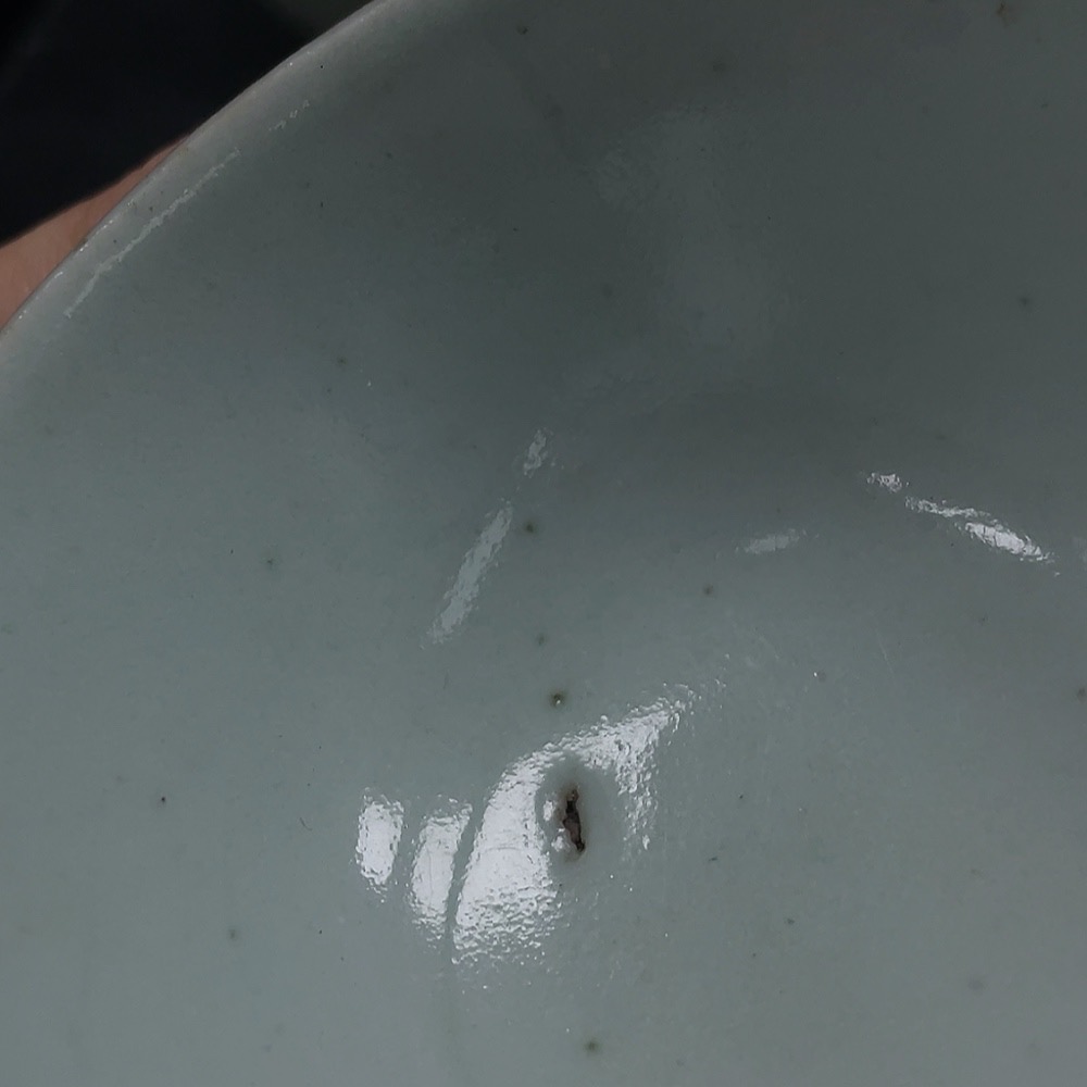 W34988419 Ceramic 3-piece Qing Dynasty pea-green glazed cup (subject to actual item)