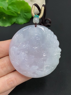 F35125228 Jadeite Buddha Pendant with Cord, Total Weight Approximately 34.6g