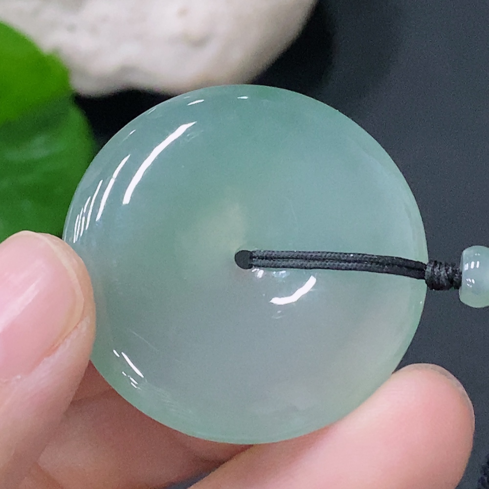 F33849120 Jadeite Pendant Peace Buckle Total Weight Approx. 18.69g with Rope