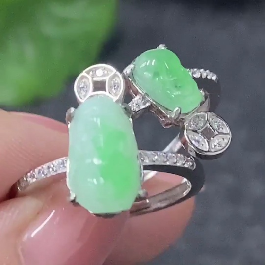 F34998256 Jadeite Inlaid Ring Sell as a Lot Non-Gold