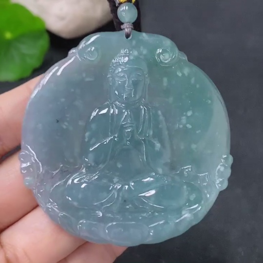 F35117681 Jadeite Pendant Buddha Amulet Total Weight Approx. 31.38g Including Rope