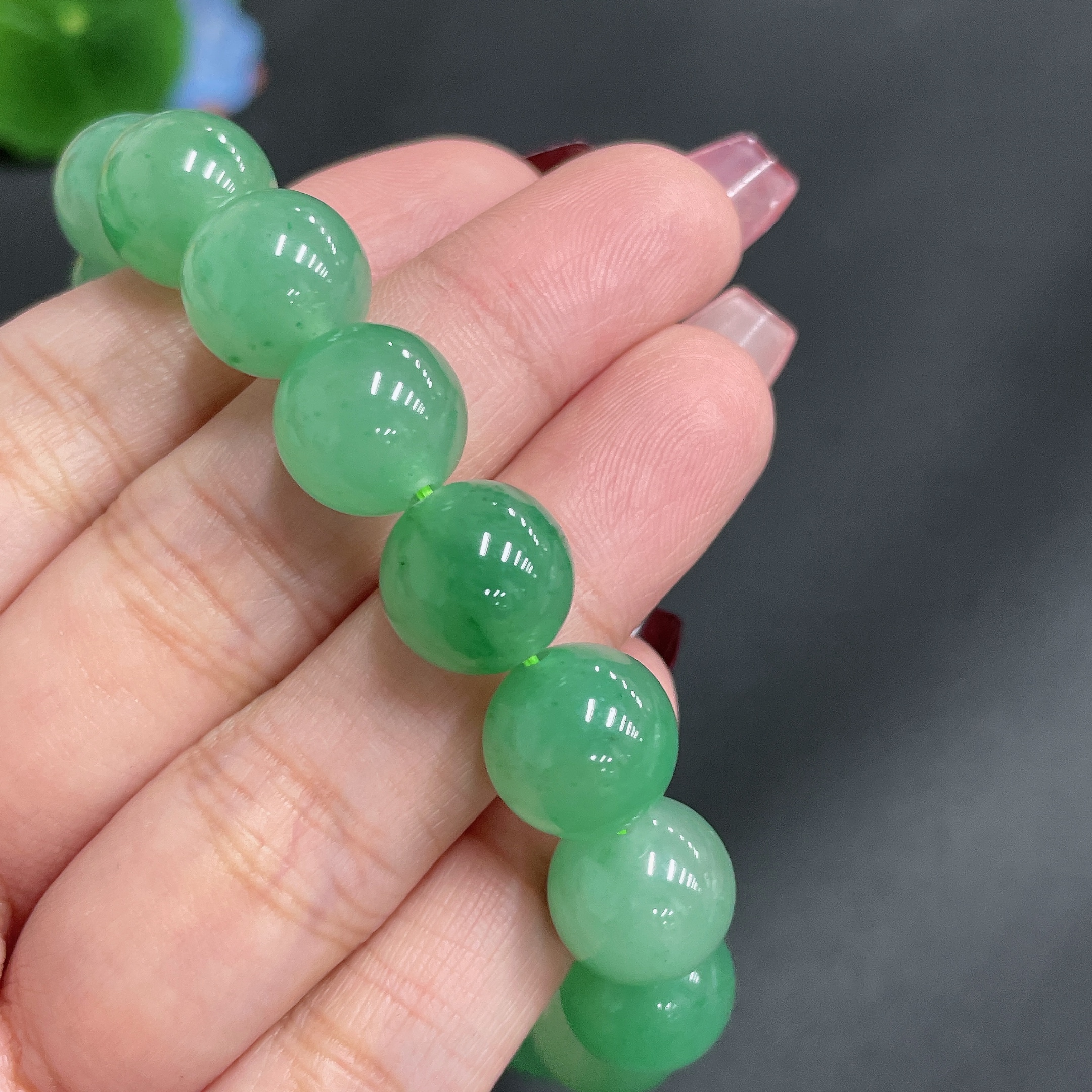 H24722413 Dulong Jade Bead Bracelet approx. 11.7mm total weight approx. 41.1g