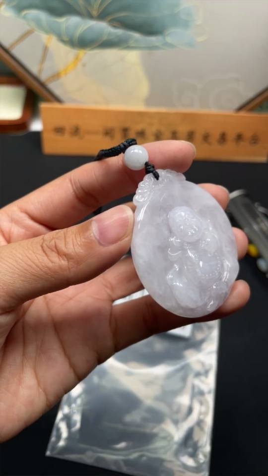 F35117563 Jadeite Buddha Pendant Total Weight Approx. 35.29g