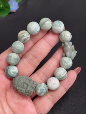 H34011564 Alashan Agate Bracelet, Size Approx. 13mm, Contains Other Mineral Components, Total Weight Approx. 48.8g