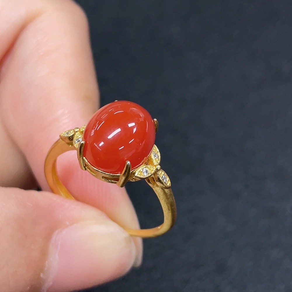 C33923305 South Agate Ring, Non-Gold, Adjustable, Total Weight Approx. 2.89g