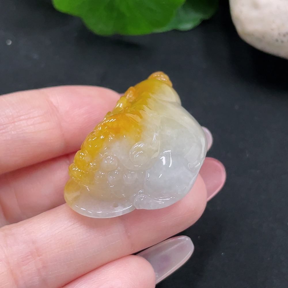 F34032326 Jadeite Tri-leg Golden Toad Pendant